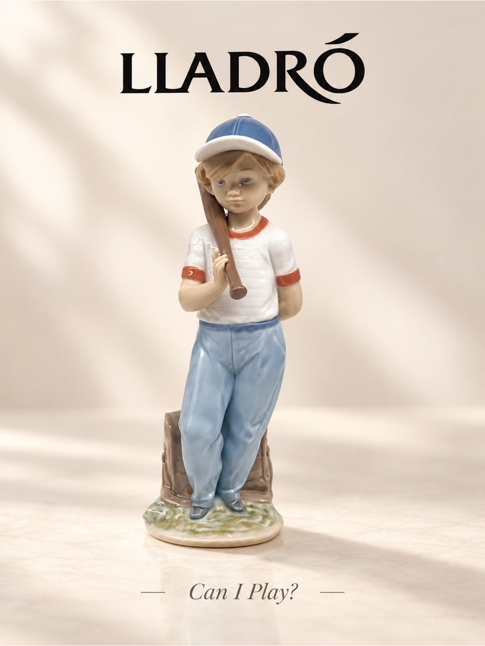 Lladró Can I Play? #7610 Baseball Boy Retired Porcelain Figurine w/ Box